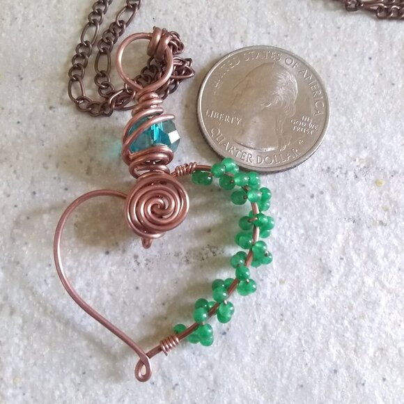 Exquisite & Handmade! Wire Wrapped Copper Heart Necklace ~ Lovers Gift For Her! - Picture 6 of 9